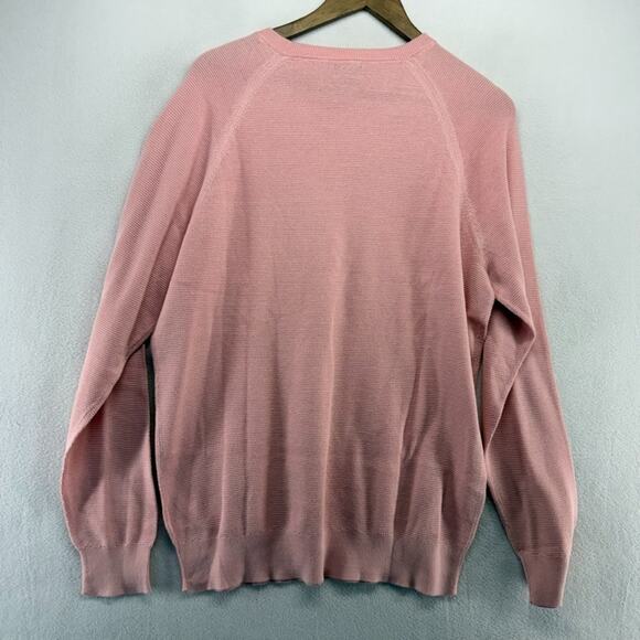 J Crew Sweater mens XL Pink Cotton Seed Stitch Lightweight Crew Preppy NEW - Picture 6 of 7